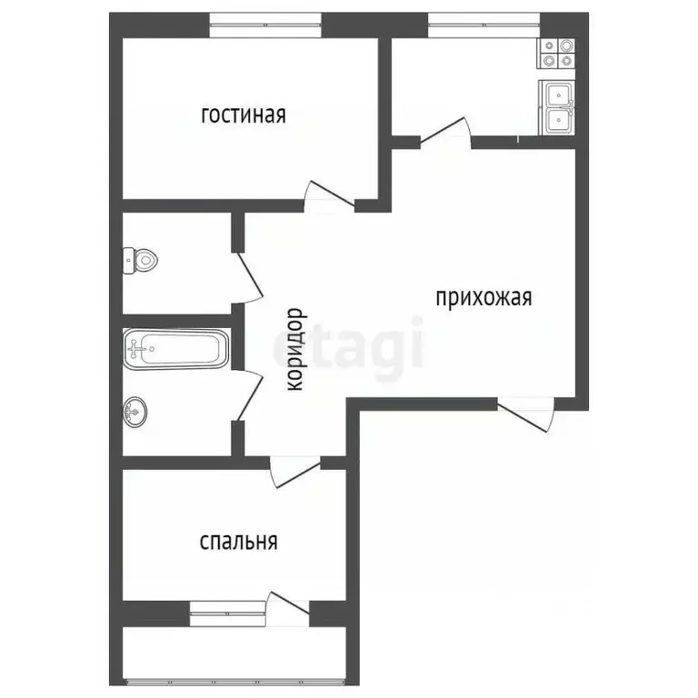 2-к кв. Башкортостан, Бирск Интернациональная ул., 120В (48.6 м) - Фото 2