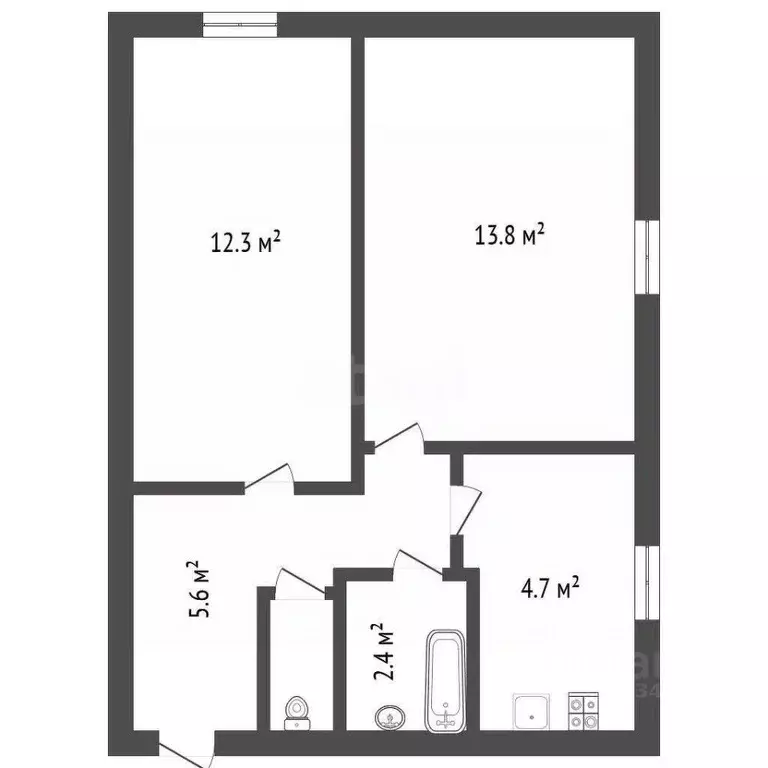 2-к кв. Воронежская область, с. Новая Усмань ул. Дорожная, 6 (39.7 м) - Фото 2