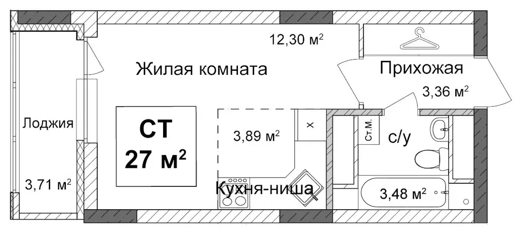 Студия Нижегородская область, Нижний Новгород Подкова на Ванеева жилой ... - Фото 0