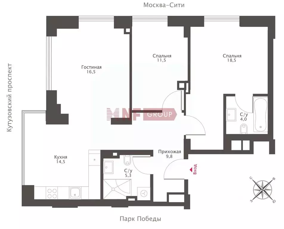 3-к кв. Москва Поклонная ул., 9 (86.8 м) - Фото 1