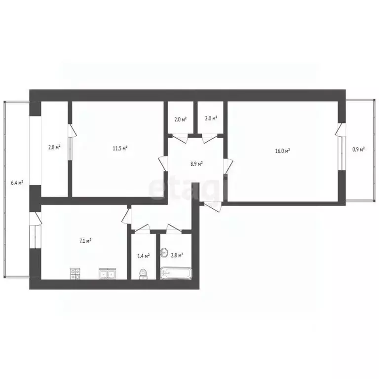 2-к кв. Севастополь, Севастополь, Балаклава г. ул. Урицкого, 5 (53.0 ... - Фото 2