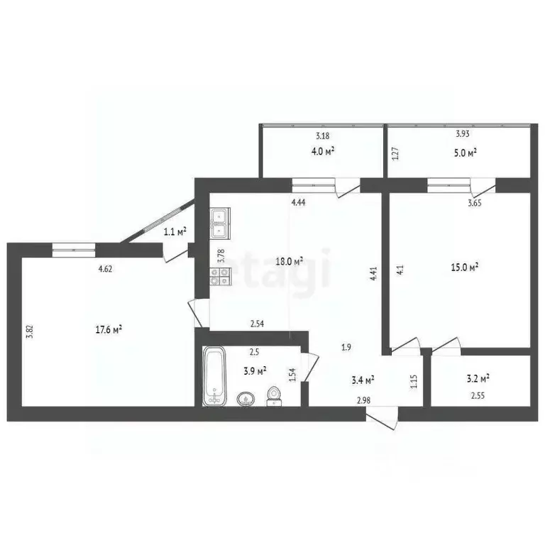 2-к кв. Краснодарский край, Анапа Парковая ул., 60Вк1 (61.0 м) - Фото 2