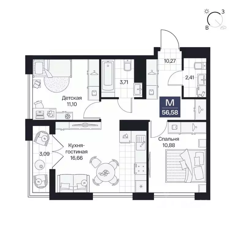 2-к кв. Волгоградская область, Волгоград просп. Имени В.И. Ленина, 59Г ... - Фото 1