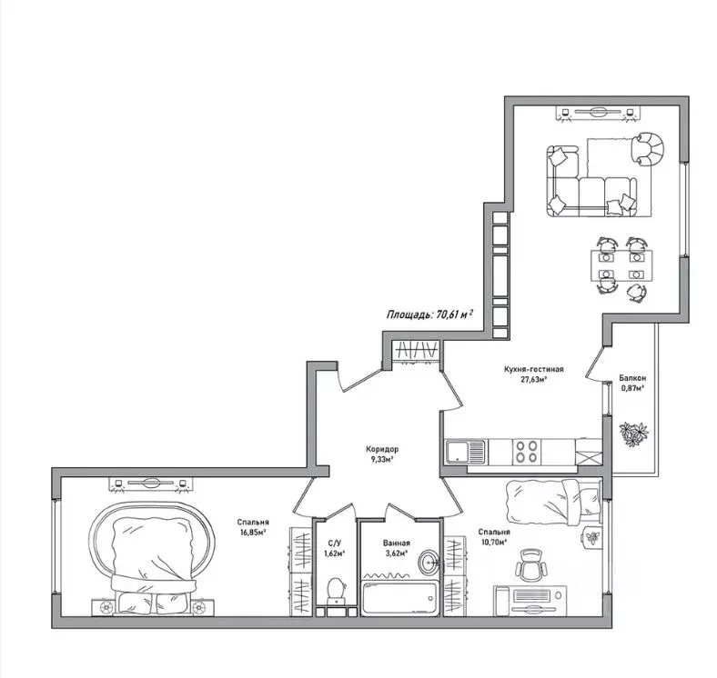 3-к кв. Ярославская область, Ярославль ул. Брагинская, 18к3 (70.6 м) - Фото 2