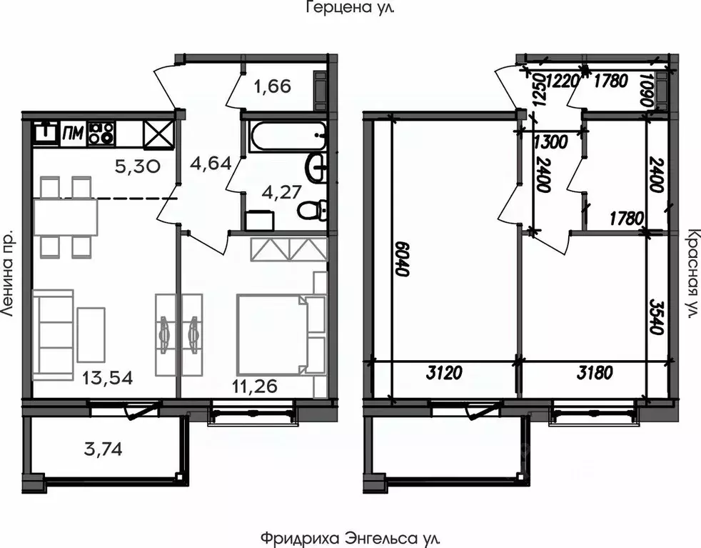 2-к кв. Карелия, Петрозаводск ул. Герцена (44.41 м) - Фото 0