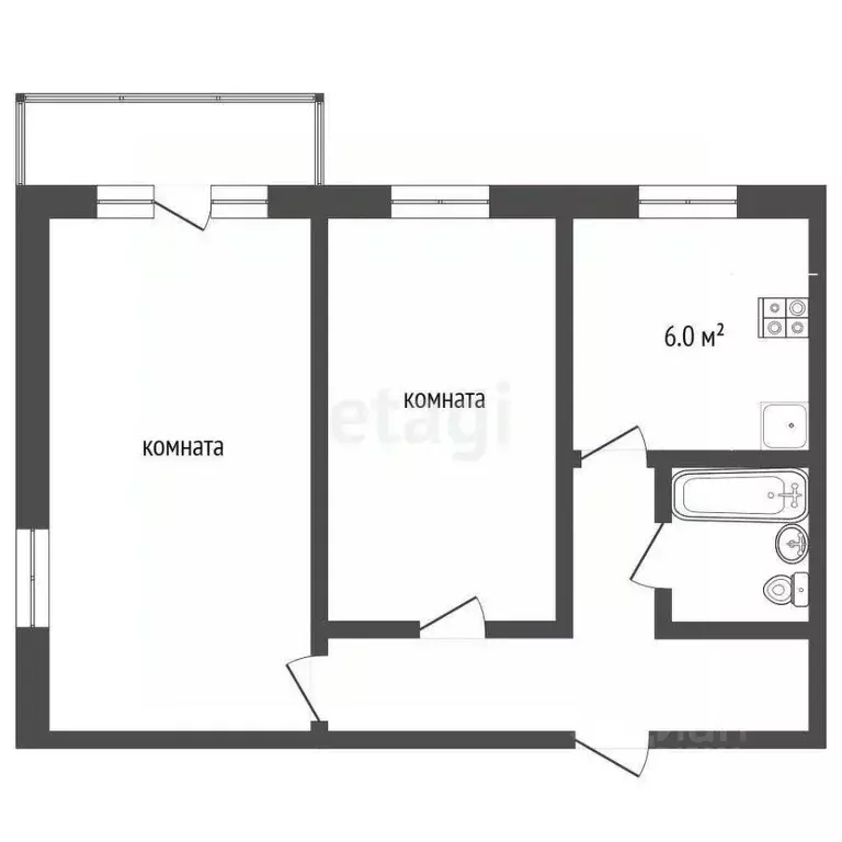 2-к кв. Московская область, Коломна просп. Кирова, 22 (42.7 м) - Фото 0