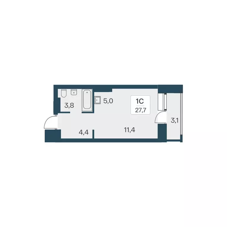 Квартира-студия: Новосибирск, ЖК Расцветай на Красном (27.7 м) - Фото 0