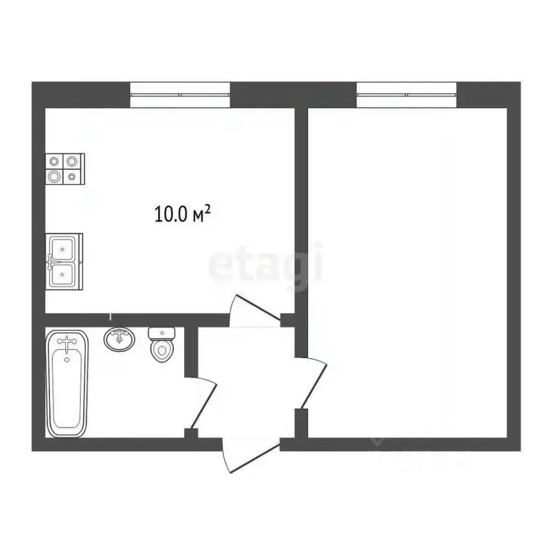 1-к кв. Вологодская область, Шексна рп, Шексна Северная мкр ул. ... - Фото 2