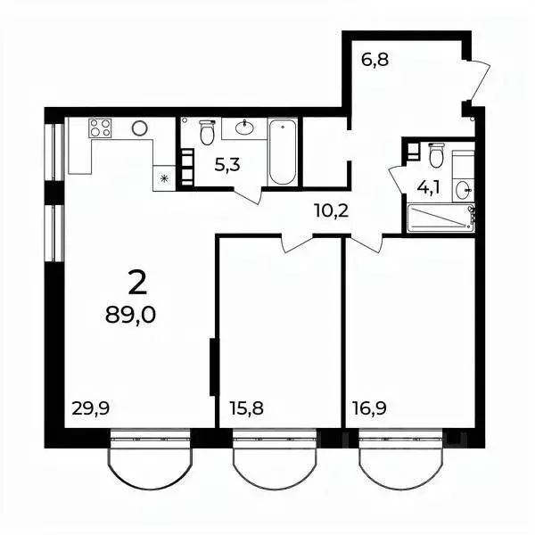 2-к кв. Нижегородская область, Нижний Новгород ул. Воровского, 8 (89.0 ... - Фото 1