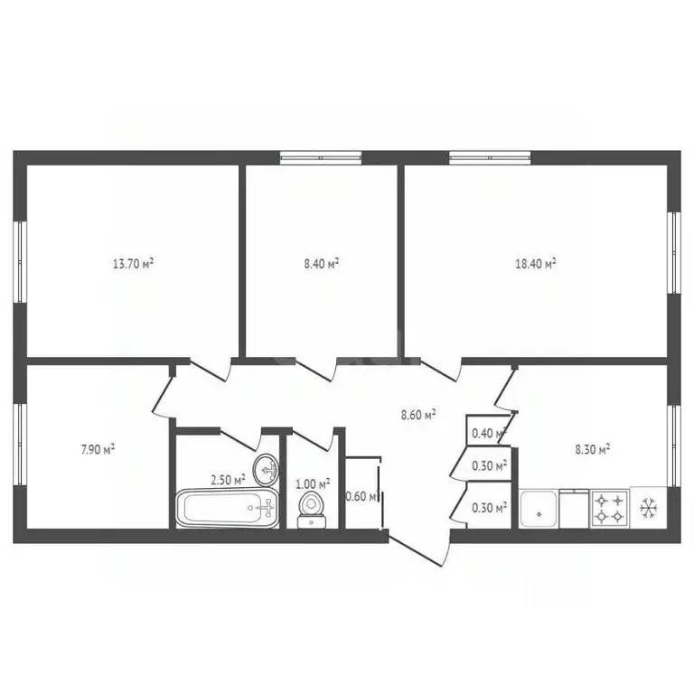 4-к кв. Брянская область, Унеча ул. Луначарского, 7 (70.4 м) - Фото 2