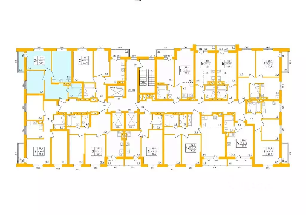 2-к кв. Башкортостан, Уфа Инорс-4Б мкр, Акварель жилой комплекс (53.4 ... - Фото 2