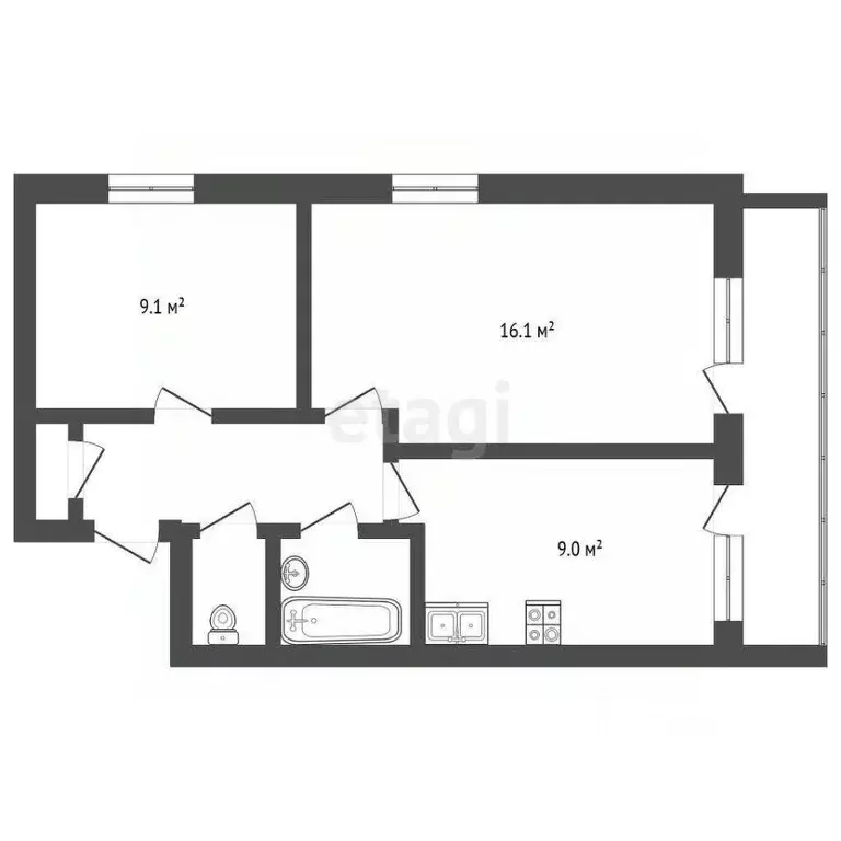 2-к кв. Воронежская область, Борисоглебск Северный мкр, 36А (44.2 м) - Фото 1