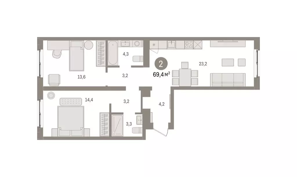 2-комнатная квартира: Екатеринбург, жилой район Юго-Западный, жилой ... - Фото 1