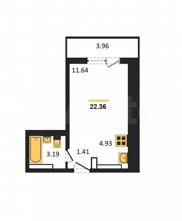 Апартаменты-студия, 22,4 м, 7/8 эт. - Фото 1