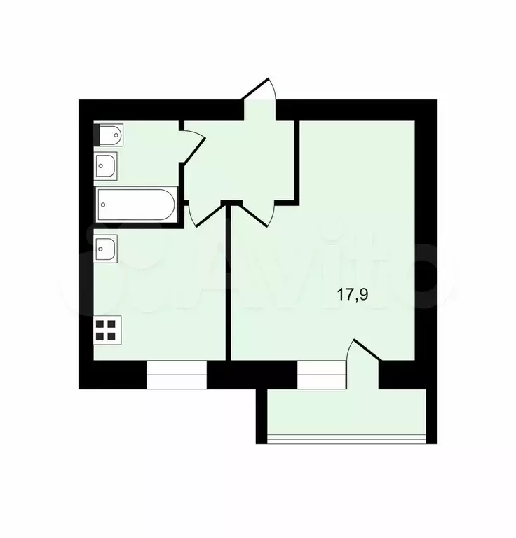 1-к. квартира, 33,2 м, 4/5 эт. - Фото 0