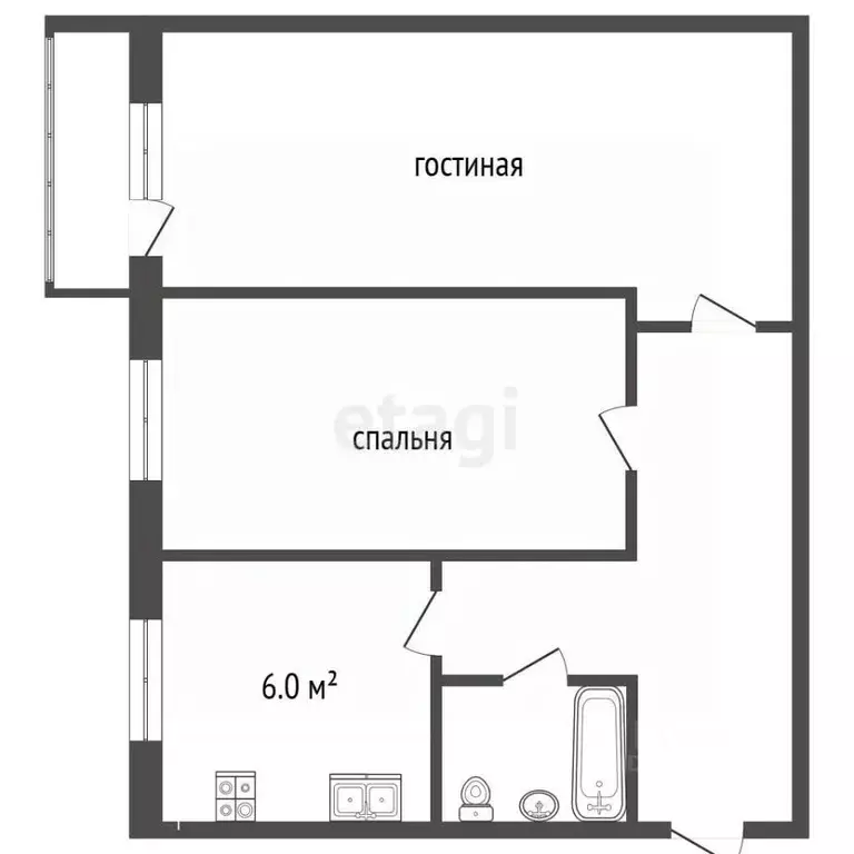 2-к кв. Челябинская область, Челябинск Якорная ул., 2 (45.5 м) - Фото 2