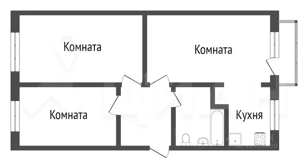 3-к кв. Калужская область, Калуга ул. Плеханова, 5/1 (65.9 м) - Фото 2