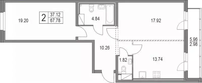 2-к кв. Санкт-Петербург Коломяжский просп., 11 (67.78 м) - Фото 2