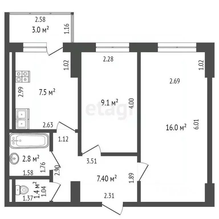 2-к кв. Саха (Якутия), Якутск Загородный кв-л, ул. Бабушкина, 12/3 ... - Фото 2
