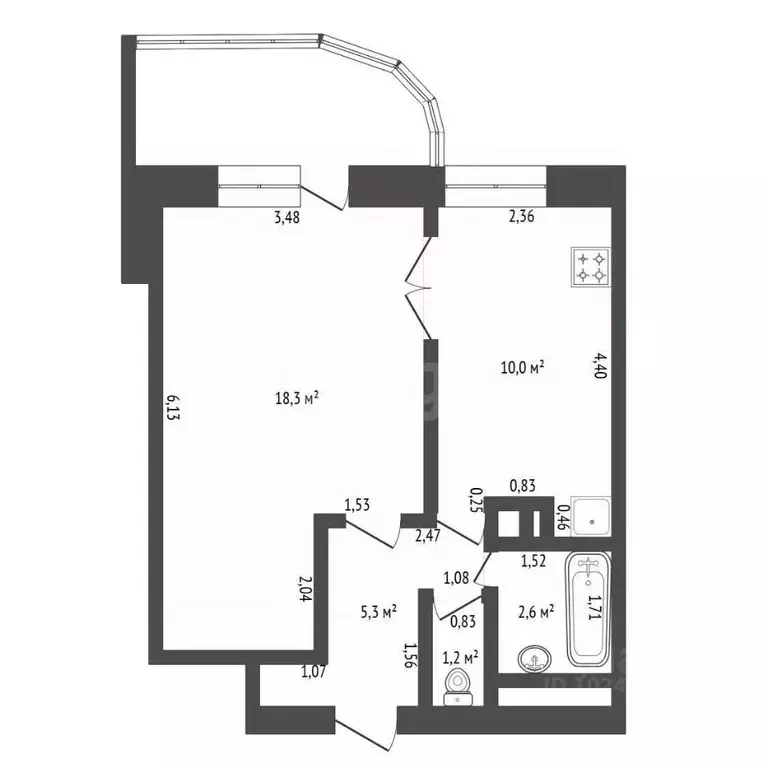 1-к кв. Башкортостан, Уфа просп. Октября, 71/3 (37.4 м) - Фото 1