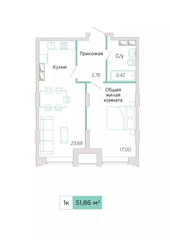 1-к кв. Самарская область, Тольятти Спортивная ул., 21 (51.86 м) - Фото 0