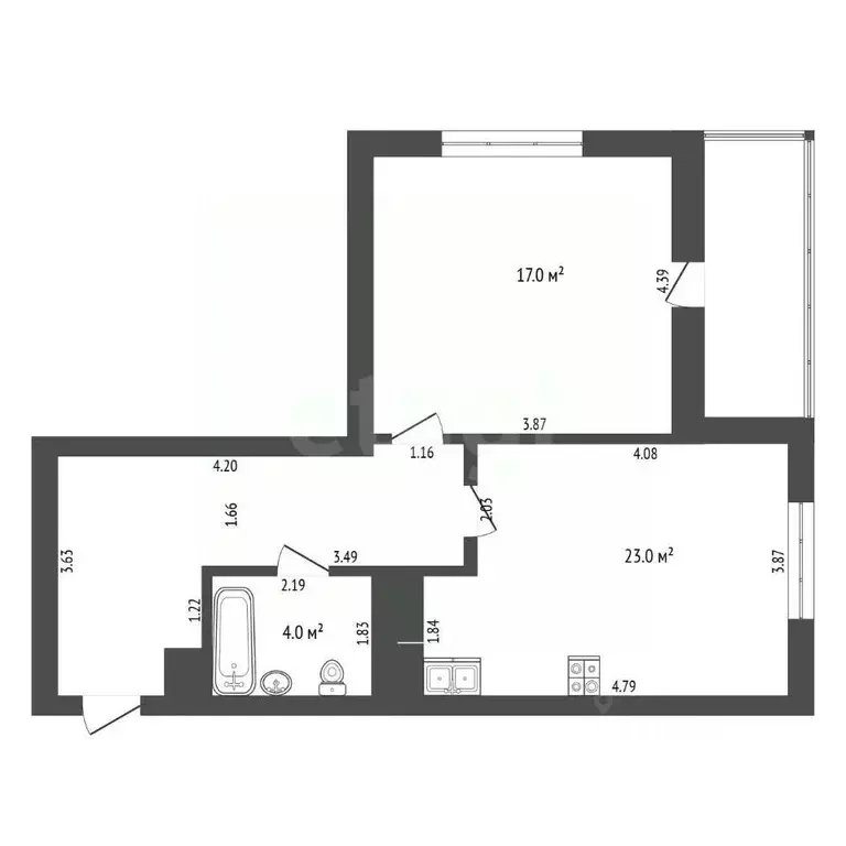 1-к кв. Тюменская область, Тюмень ул. Дмитрия Менделеева, 7 (50.5 м) - Фото 2