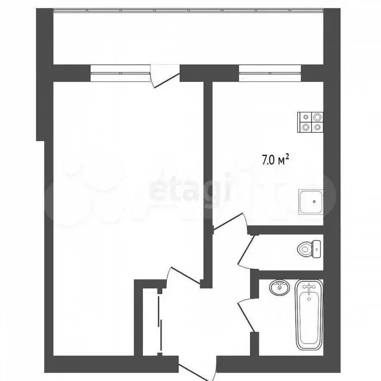 1-к. квартира, 34,9 м, 6/9 эт. - Фото 0