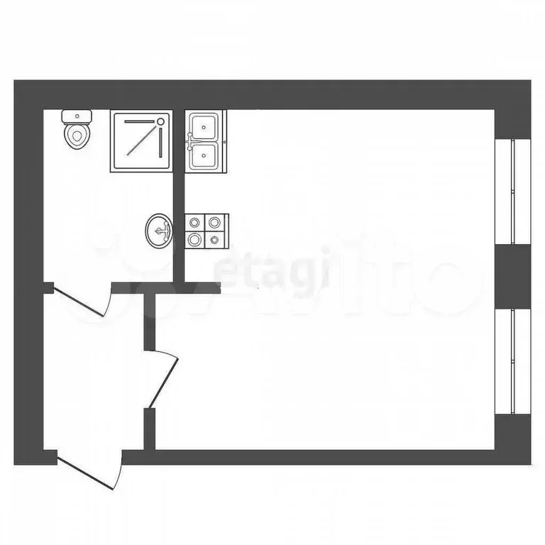 Квартира-студия, 26,6 м, 3/6 эт. - Фото 0