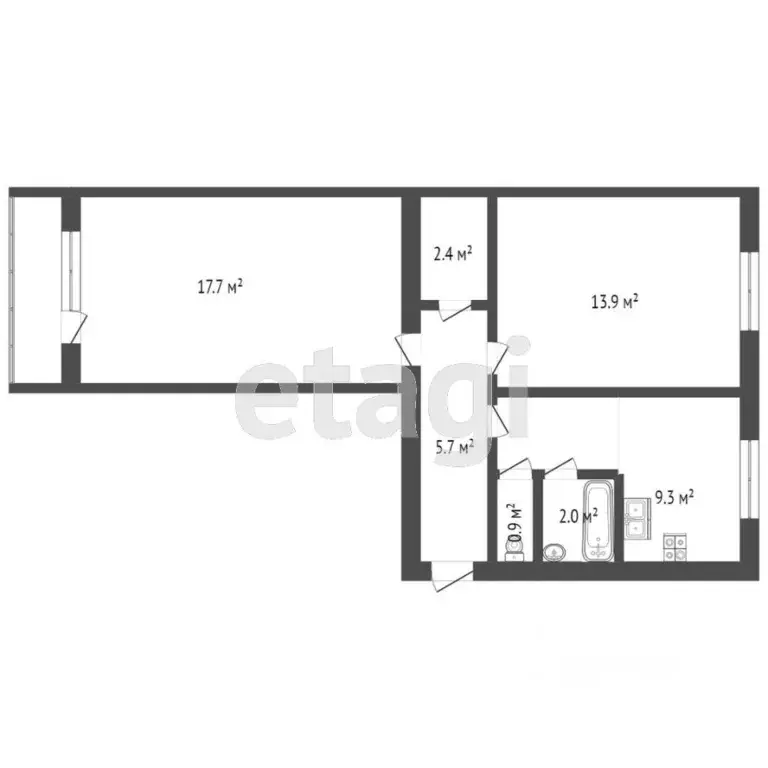 2-к кв. Челябинская область, Челябинск ул. Молодогвардейцев, 66б (54.1 ... - Фото 2