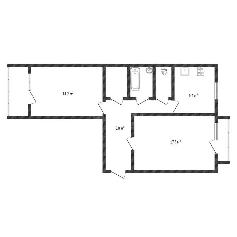 2-комнатная квартира: Черкесск, Октябрьская улица, 50А (53.1 м) - Фото 1