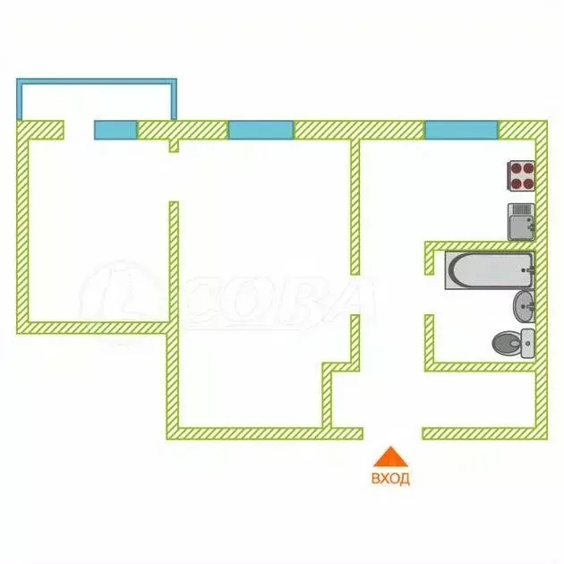 2-к кв. Тюменская область, Тюмень Холодильная ул., 13 (41.0 м) - Фото 0