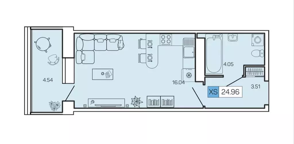 Квартира-студия: Архангельск, улица Гагарина, 44 (23.6 м) - Фото 1