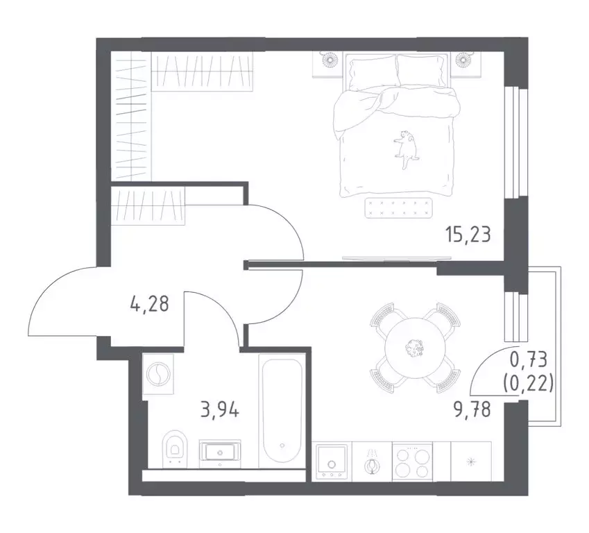 1-комнатная квартира: Уфа, улица Минигали Губайдуллина, 8к9 (33.45 м) - Фото 0