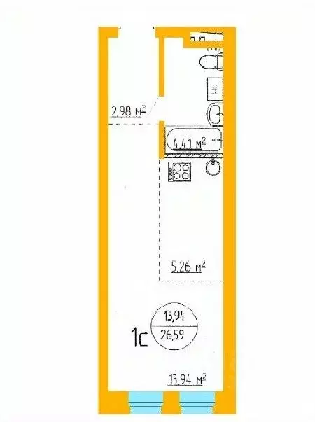 1-к кв. Башкортостан, Уфа ул. Аксакова, 79 (26.59 м) - Фото 1