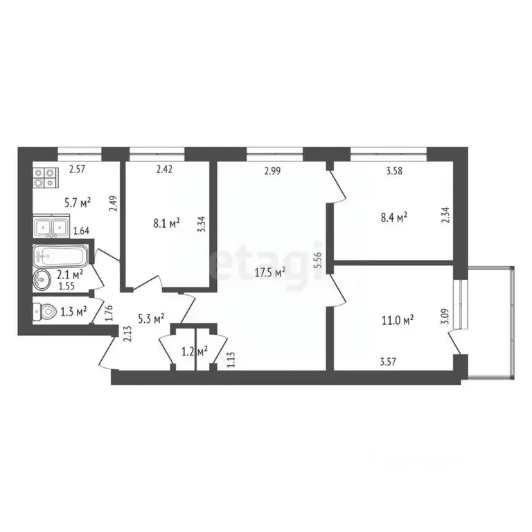 4-к кв. Архангельская область, Коряжма Архангельская ул., 19 (60.5 м) - Фото 1