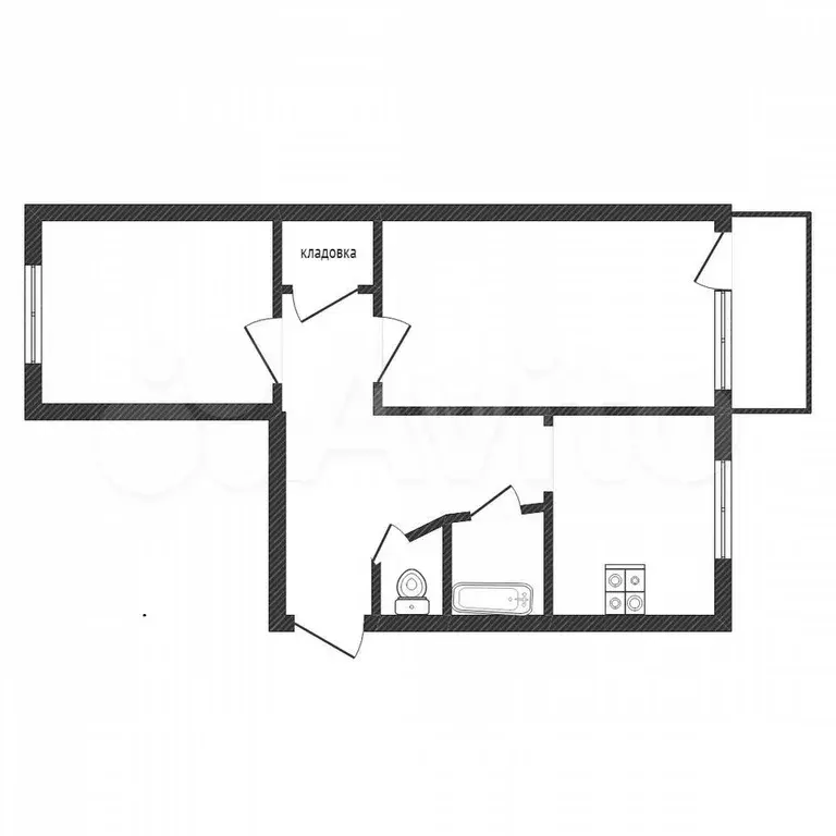 2-к. квартира, 44,6 м, 5/5 эт. - Фото 0
