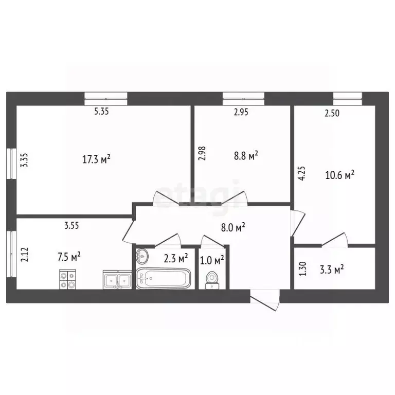 3-к кв. Омская область, Кормиловский район, с. Георгиевка ул. Ленина, ... - Фото 2