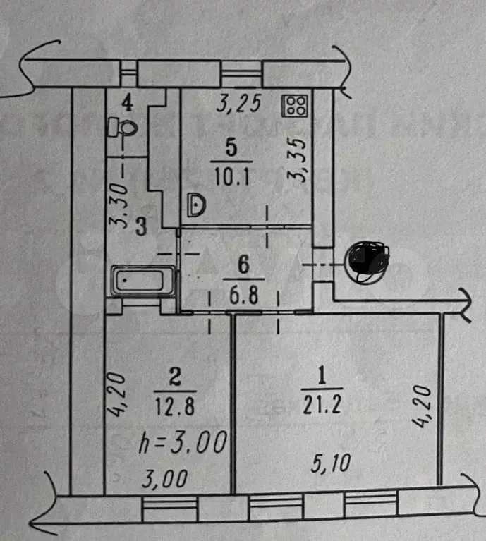 2-к. квартира, 56,6 м, 1/2 эт. - Фото 0
