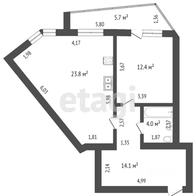 1-к кв. Тюменская область, Тюмень ул. Ветеранов Труда, 7 (54.4 м) - Фото 2
