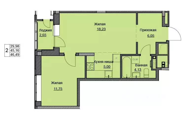 1-к кв. Удмуртия, Ижевск ул. Чехова, 46 (46.49 м) - Фото 0