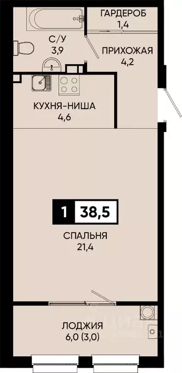 1-к кв. Ставропольский край, Кисловодск городской округ, пос. ... - Фото 0