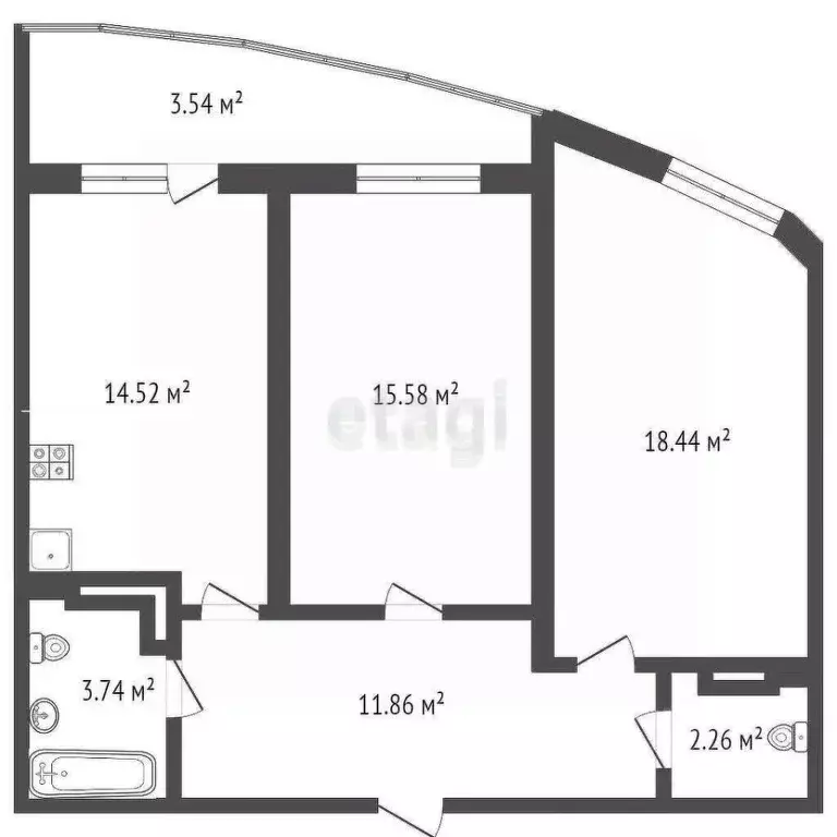 2-к кв. Краснодарский край, Краснодар Воронежская ул., 47Дк1 (65.6 м) - Фото 2