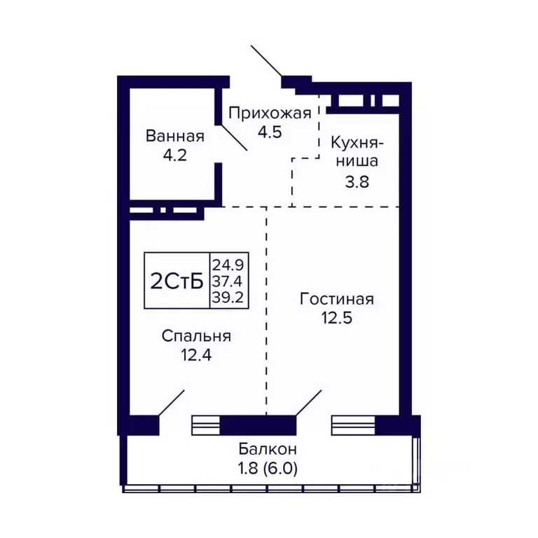 2-к кв. Новосибирская область, Новосибирск ул. Фрунзе, с1 (39.2 м) - Фото 0