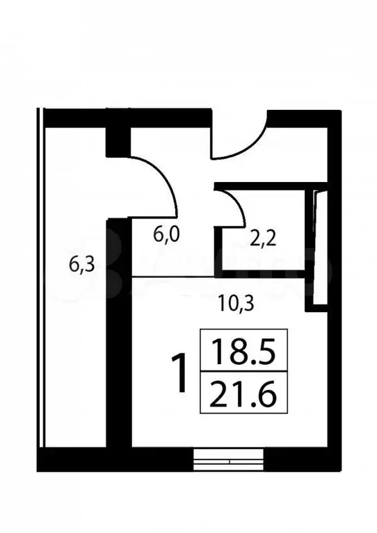 Апартаменты-студия, 18,5 м, 9/9 эт. - Фото 0