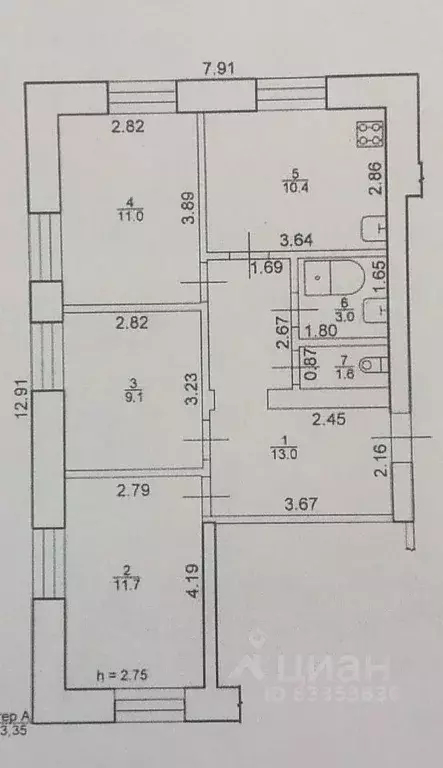 3-к кв. Татарстан, с. Тюлячи ул. Дальняя, 1А (59.8 м) - Фото 1