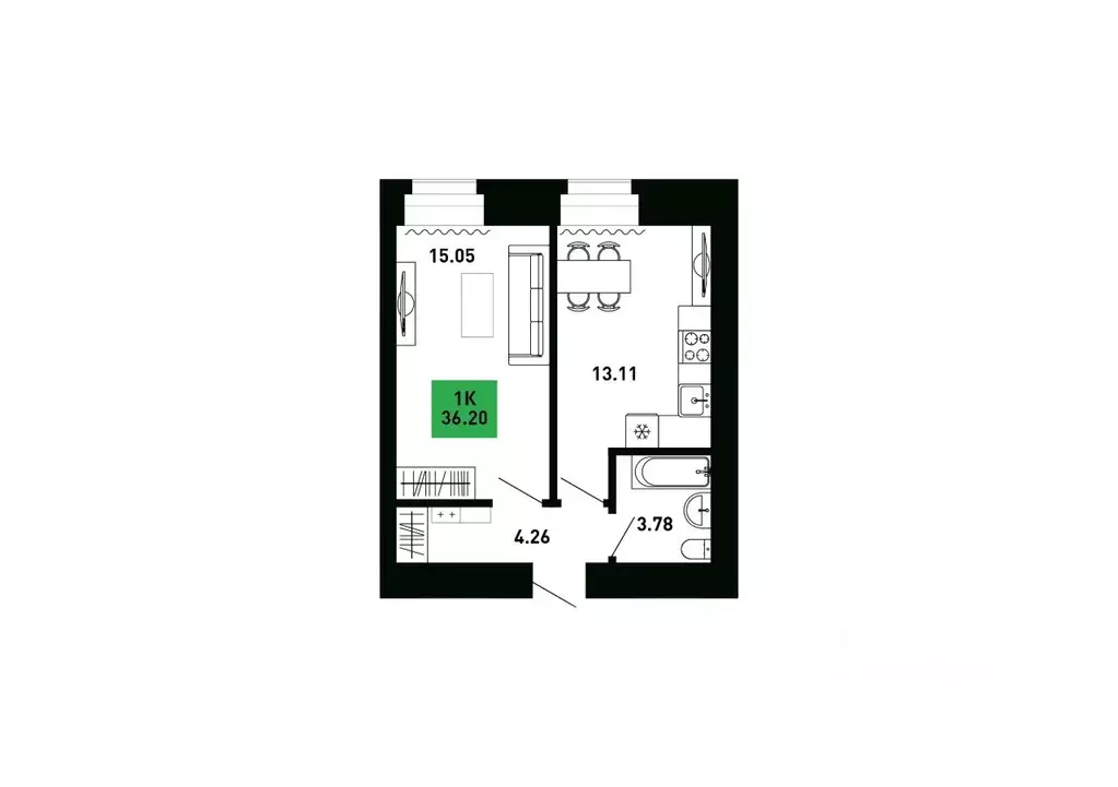 1-к кв. Кировская область, Кирово-Чепецкий район, Федяковское с/пос, ... - Фото 1