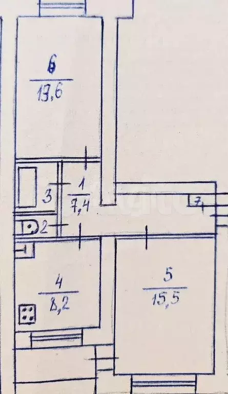 2-к. квартира, 49,2 м, 4/5 эт. - Фото 0