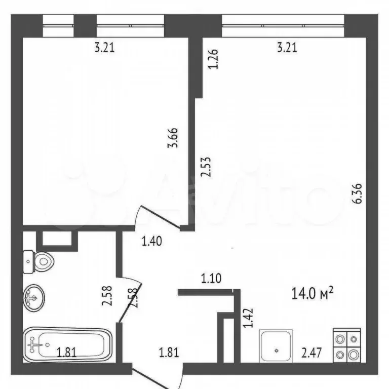 1-к. квартира, 40 м, 4/12 эт. - Фото 0