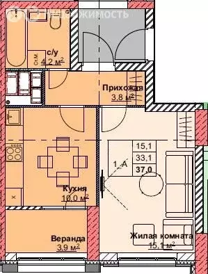 1-комнатная квартира: Владивосток, жилой комплекс Каштановый двор (37 ... - Фото 1