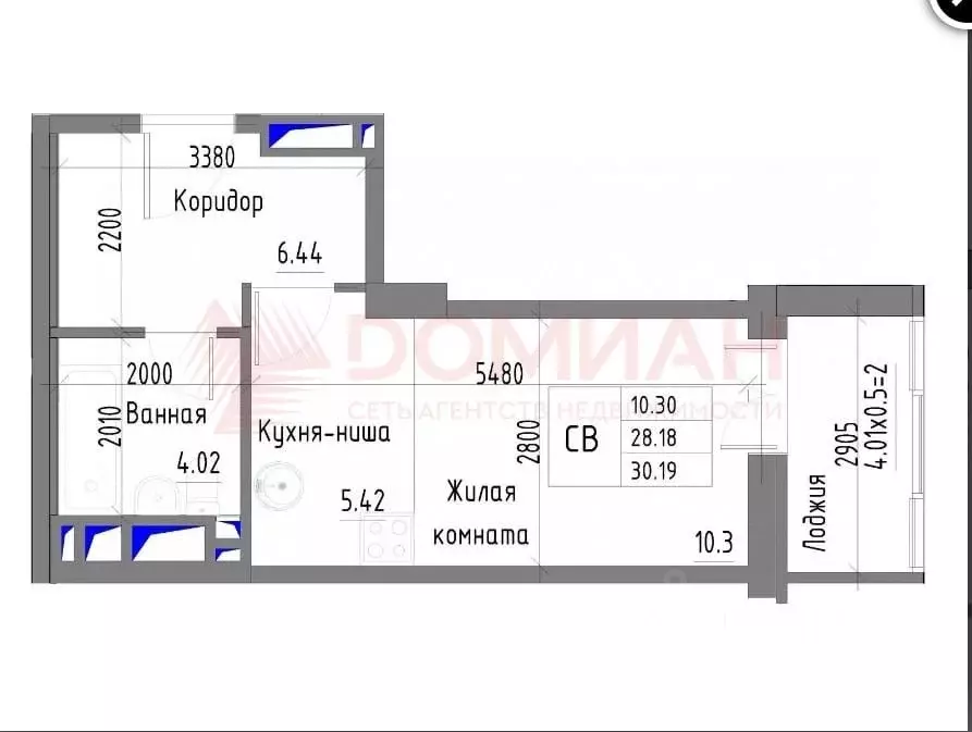 Студия Ростовская область, Ростов-на-Дону просп. Стачки, 215 (30.19 м) - Фото 0